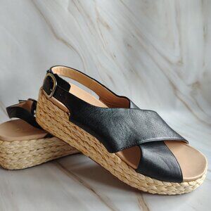 Women's Black Kimmie Espadrille Sling Back Sandals size 8